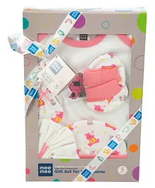 Mee Mee Baby Clothing Gift Set With Teddy Print Pack of 5 - Pink