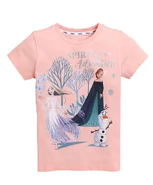 Kinsey Disney Frozen Glitter Print Short Sleeves Tee - Pink