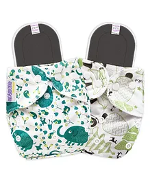 Bembika B Plus Printed Cloth Diapers With 5 Microfiber Inserts Pack of 2  - Multicolour