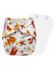 Bembika B Plus Printed Cloth Diapers With 2 Inserts - Orange