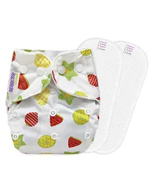 Bembika B Plus Printed Cloth Diapers With 2 Inserts - Multicolor