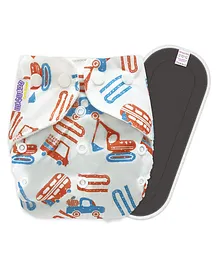  Bembika B Plus Printed Cloth Diaper With Bamboo Charcoal Insert - Multicolour