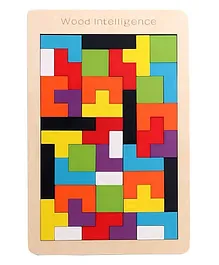 Wishkey Wooden Tangram Brain Teaser Board Puzzle Multicolor - 40 Pieces