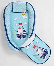 Babyhug Premium Cotton Baby Nest Boat Print - Blue