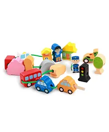 Nesta Toys Traffic Beaded Building Block Puzzle Wood - Multicolour 