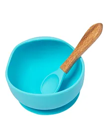Baby Moo Silicon Bowl And Spoon Dinner Set - Blue