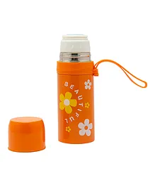 Baby Moo Floral Stainless Steel Flask Orange - 350 ml