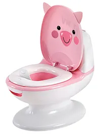 Polka Tots Western Style Potty Training Seat with Lid, Flush Sound Music Button, Removable for Kids (Piggy)