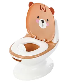 POLKA TOTS Potty Training Toilet Seat Western Style Potty Training Chair with Removable Potty Bowl Lid - Bear
