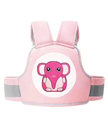 POLKA TOTS Two-WheelerMotorcycle Child Harness Safety Seat Belt with Adjustable Baby Carrier - Elephant Pink
