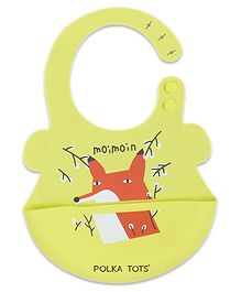 POLKA TOTS Waterproof Silicone Bibs with 6 Adjustable Snap Buttons for Feeding - Red Fox