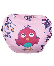 POLKA TOTS Reusable and Washable Baby Swim DiaperCostume Bird Design for 12 to 24 Months Kids - Pink