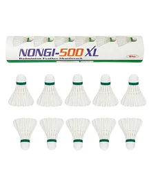 NONGI 500XL Feather Badminton Shuttlecock Pack of 10 - White