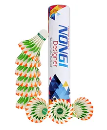 NONGI Designer Feather Badminton Shuttlecock Pack of 10 - Multicolour