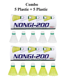 NONGI Plastic Shuttlecock 10 Pieces - White Yellow