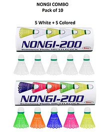 NONGI Plastic Shuttlecock 10 Pieces - Multicolor