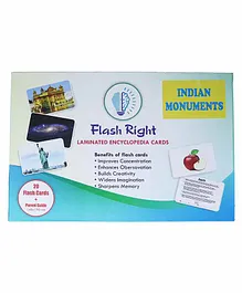 Flash Right Laminated Encyclopedia Indian Monuments Cards - 21 Pieces