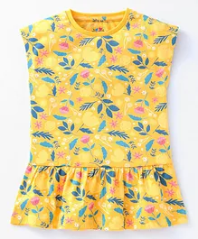 Ventra Sleeveless Floral Print Top - Yellow