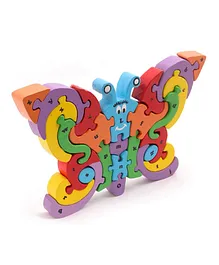 OPA Toys Take Apart Butterfly Shape Capital Alphabet Wooden Jigsaw Puzzle Multicolour - 26 Pieces