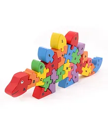 OPA Toys Take Apart Dino Shape Capital Alphabet Wooden Jigsaw Puzzle Multicolour - 26 Pieces