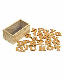THE ENGRAVED STORE Wooden Upper Case Alphabets Set Bold - Brown