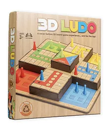 OPINA Wooden 3D Ludo Board Game - Multicolor