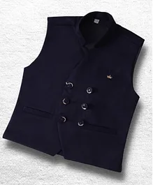 P-MARK Solid Sleeveless Waistcoat - Navy Blue