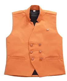 P-MARK Solid Sleeveless Waistcoat - Orange