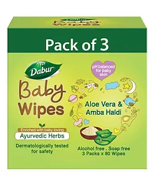 Dabur Baby Wipes With Aloe Vera & Amba Haldi - 80 Pieces