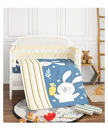 A Homes Grace Newborn Cotton Cot Bedding Set Multiprint - Blue Beige