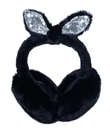Unicorns Glitter Rabbit Ears Design Ear Muffs - Black
