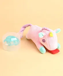 Pacifiers With Cover & Unicorn Clip - Pink