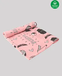Nino Bambino 100% Organic Cotton All Over Printed Upcycled Swaddles - Pink