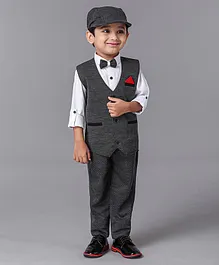 Robo Fry  Full Sleeves Party Suit with Bow & Cap - Black White