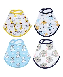 The Mom Store Hello Bear Baby Koala & Dino Trip Theme Feeding Bib Pack of 4 - Multicolor