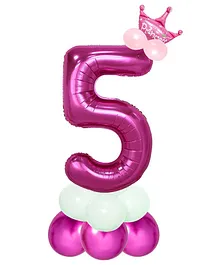Shopperskart 5 Number Foil Balloon Pink - Pack of 13