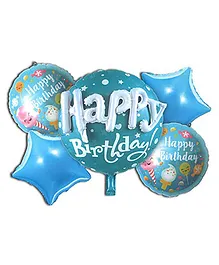 Shopperskart 3D Happy Birthday Foil Balloon Blue - Pack of 5