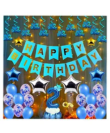 Shopperskart Second Happy Birthday Decoration Combo Blue - Pack of 64