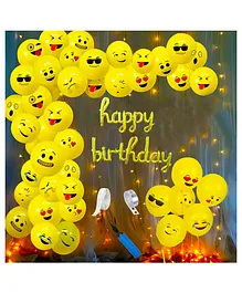 Shopperskart Happy Birthday Party Decoration Smily Printed Yellow - Pack of 107
