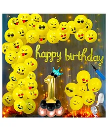 Shopperskart 1st Birthday Smiley Printed Decoration Kit Yellow - Pack of 108