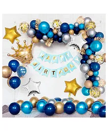 Shopperskart Happy Birthday Foil Balloon Decoration Kit Blue - Pack of 116