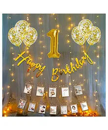 Shopperskart 1st Happy Birthday Party Decoration Gold - Pack of 126