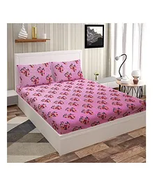 Skap Double Bedsheet With 2 Pillow Covers Floral Print - Pink