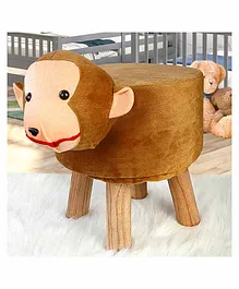 KIDS WONDERS Wooden Monkey Design Stool - Brown