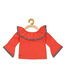 Actuel Full Sleeves Lace Detailed Top - Orange