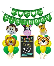 Party Propz Jungle Theme Half Birthday Decorations Green - Pack of 37