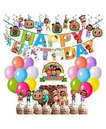 Party Propz Cocomelon Theme Birthday Decoration Kit - Pack of 54