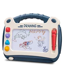 Wishkey 2 In 1 Magic Magnetic Slate With Shapes Stamps & Pen Erasable Doodle Pad Board - Blue