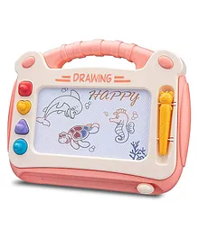 Wishkey 2 In 1 Magic Magnetic Slate With Shapes Stamps & Pen Erasable Doodle Pad Board - Pink