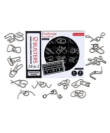 Wishkey Brain Teaser 16 in 1 Metal Wire Classic IQ Stainless Steel Busters Puzzle - 26 Pieces
